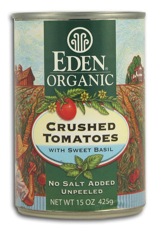 Eden Foods Crushed Tomatoes with Sweet Basil Organic in Amber Glass - 14 ozs.