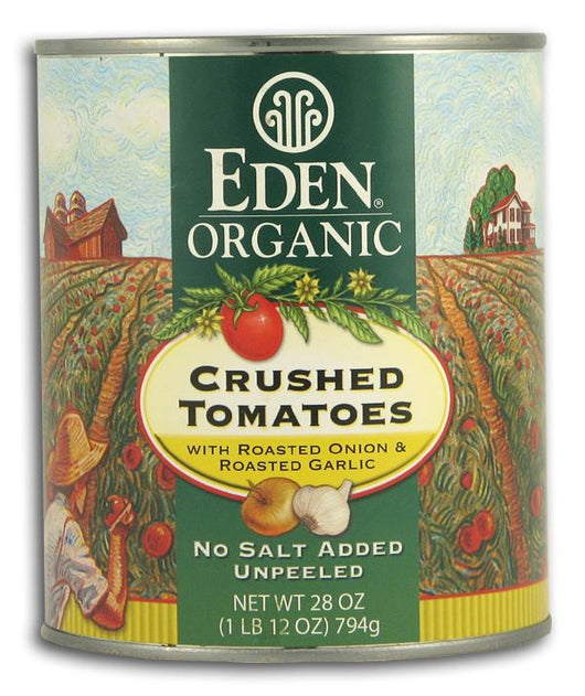 Eden Foods Crushed Tomatoes with Roasted Onion Garlic Organic in Amber Glass - 25 ozs.