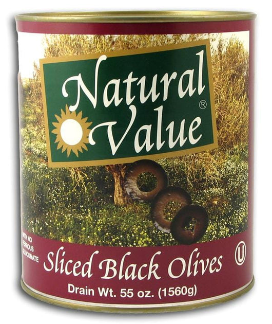 Natural Value Sliced Black Olives #10 can - 6 x 55 ozs.