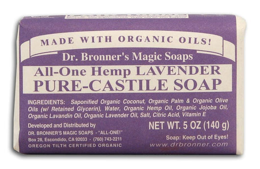 Dr Bronner Hemp Lavender Pure Castile Soap Organic - 5 oz. bar
