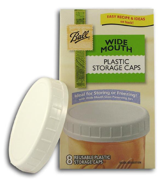 Ball Plastic Storage Caps Wide Mouth - 6 x Box/8