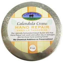 Longview Farms Hand Repair Cream, Calendula, Vanilla Tangerine - 4 ozs.