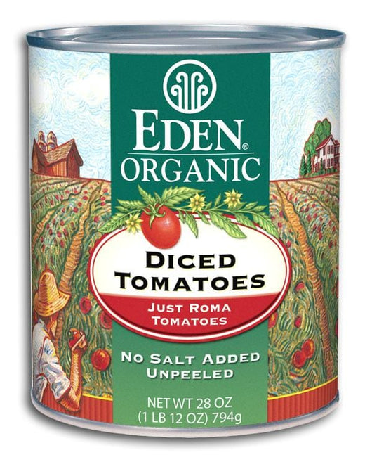 Eden Foods Diced Tomatoes Just Romas Organic - 12 x 28 ozs.