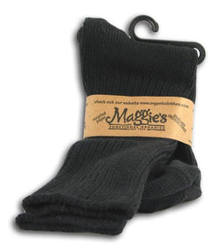 Maggie's Organics Crew Socks- Black Adult (14-16) Organic - 1 pair