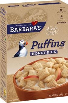 Barbara's Bakery Puffins Honey Rice Wheat Free - 12 x 10 ozs.