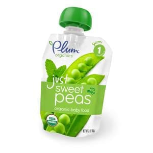 Plum Organics Stage 1 Just Veggies Sweet Peas with Mint - 6 x 3.0 oz