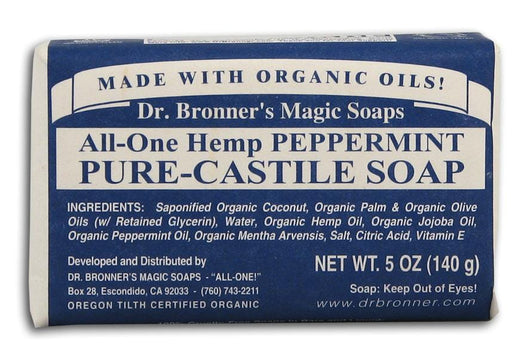 Dr Bronner Hemp Peppermint Pure Castile Soap Organic - 5 oz. bar