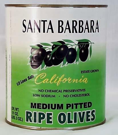 Santa Barbara Pitted Black Olives - 51 ozs.