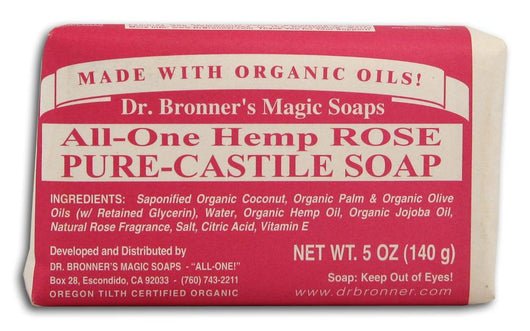 Dr Bronner Hemp Rose Pure Castile Soap Organic - 5 oz. bar