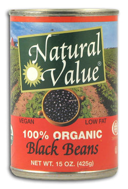 Natural Value Black Beans- Canned Organic - 12 x 15 ozs.