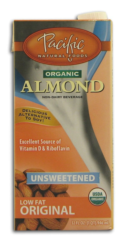 Pacific Foods Almond Beverage Unsweetened Original Organic - 12 x 32 ozs.