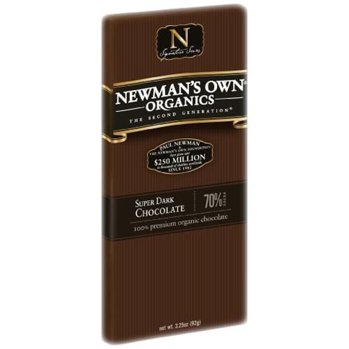 Newman's Own Super Dark Chocolate Bar 70 % Cacoa Organic - 12 x 3.25 ozs.
