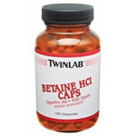 TwinLab Fiber Digestion & Regularity Betaine HCL (w/ Pepsin) 100 caps